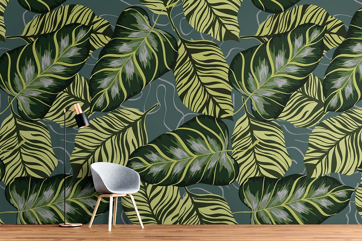 Elegant Big Green Leaf Floral Wallpaper (SM-Floral-001)