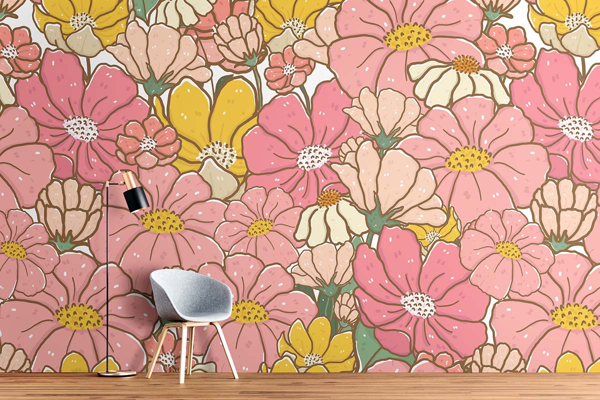 Cheerful Art Floral Wallpaper (SM-Floral-016)