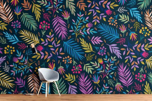 Colourful Neon Floral Wallpaper (SM-Floral-019)
