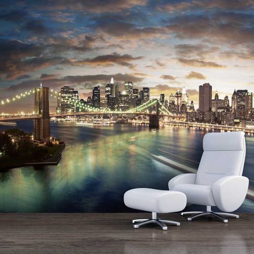 New York Brooklyn Bridge City Mural Wallpaper (SMP-City-020)